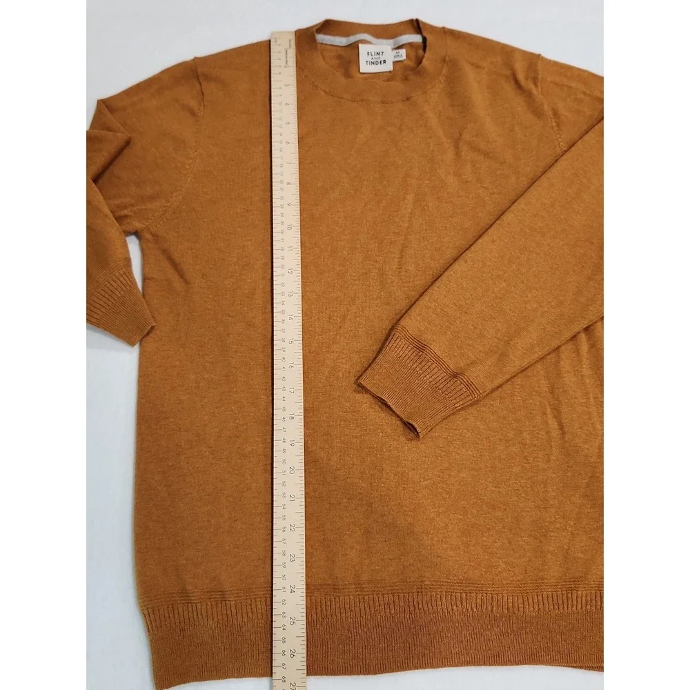 Flint and Tinder Huckberry Crewneck Sweater Mens M Ribbed Collar Cuffs Hem Brown